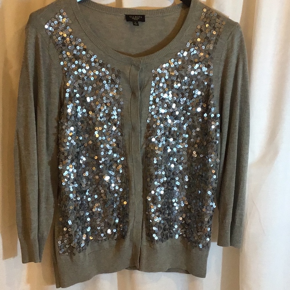 Grey sparkly cardigan-perfect for the holidays!